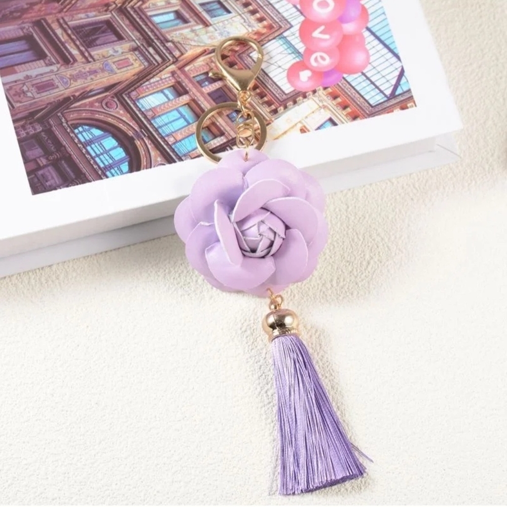 Lavender Flower Tassel Keychain